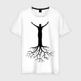 Мужская футболка хлопок с принтом Человек-дерево в Кировске, 100% хлопок | прямой крой, круглый вырез горловины, длина до линии бедер, слегка спущенное плечо. | 