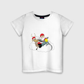 Детская футболка хлопок с принтом Санта-байкер в Кировске, 100% хлопок | круглый вырез горловины, полуприлегающий силуэт, длина до линии бедер | 2012 | new year | дед | дед мороз | нг | новый 2012 | новый год | олень | санта | санта клаус