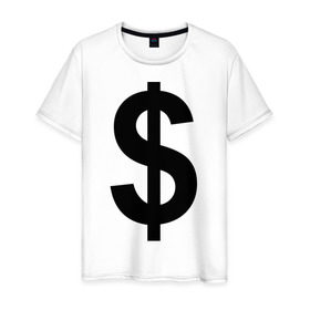 Мужская футболка хлопок с принтом знак доллара $ в Кировске, 100% хлопок | прямой крой, круглый вырез горловины, длина до линии бедер, слегка спущенное плечо. | dollar | бабло | бакс | валюта | деньги | доллар | знак доллара