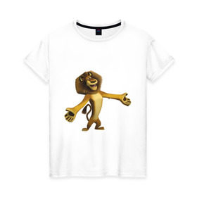 Женская футболка хлопок с принтом Мадагаскар-Лев (2) в Кировске, 100% хлопок | прямой крой, круглый вырез горловины, длина до линии бедер, слегка спущенное плечо | madagascar | лев | мадагаскар