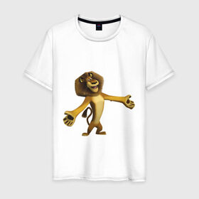 Мужская футболка хлопок с принтом Мадагаскар-Лев (2) в Кировске, 100% хлопок | прямой крой, круглый вырез горловины, длина до линии бедер, слегка спущенное плечо. | madagascar | лев | мадагаскар