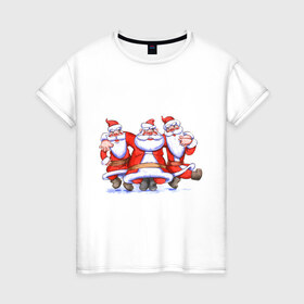 Женская футболка хлопок с принтом Деды Морозы в Кировске, 100% хлопок | прямой крой, круглый вырез горловины, длина до линии бедер, слегка спущенное плечо | 2012 | new year | дед мороз | нг | новый 2012 | новый год | санта | санта клаус