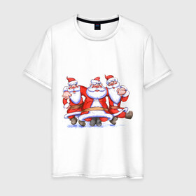 Мужская футболка хлопок с принтом Деды Морозы в Кировске, 100% хлопок | прямой крой, круглый вырез горловины, длина до линии бедер, слегка спущенное плечо. | 2012 | new year | дед мороз | нг | новый 2012 | новый год | санта | санта клаус