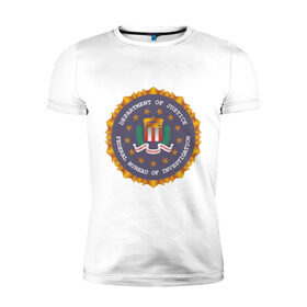 Мужская футболка премиум с принтом FBI (2) в Кировске, 92% хлопок, 8% лайкра | приталенный силуэт, круглый вырез ворота, длина до линии бедра, короткий рукав | Тематика изображения на принте: fbi | fidelity bravery intergrity | америка | спецслужбы | сша | фбр | федеральное бюро расследований | эмблема фбр