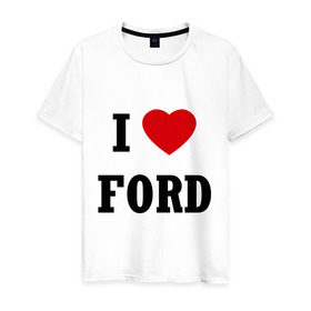 Мужская футболка хлопок с принтом l love ford в Кировске, 100% хлопок | прямой крой, круглый вырез горловины, длина до линии бедер, слегка спущенное плечо. | Тематика изображения на принте: car | ford | l love ford | авто | автомобиль | машины | тачки | форд | я люблю форд