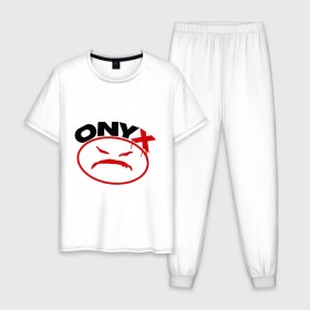 Мужская пижама хлопок с принтом Onyx в Кировске, 100% хлопок | брюки и футболка прямого кроя, без карманов, на брюках мягкая резинка на поясе и по низу штанин
 | gangsta | hip hop | hop | оникс | хоп