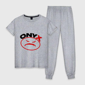Женская пижама хлопок с принтом Onyx в Кировске, 100% хлопок | брюки и футболка прямого кроя, без карманов, на брюках мягкая резинка на поясе и по низу штанин | gangsta | hip hop | hop | оникс | хоп