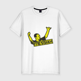 Мужская футболка премиум с принтом Лионель Месси в Кировске, 92% хлопок, 8% лайкра | приталенный силуэт, круглый вырез ворота, длина до линии бедра, короткий рукав | месси