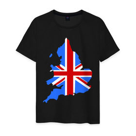 Мужская футболка хлопок с принтом Карта Англии в Кировске, 100% хлопок | прямой крой, круглый вырез горловины, длина до линии бедер, слегка спущенное плечо. | england | gb | uk | британия | британский флаг | карта англии | флаги