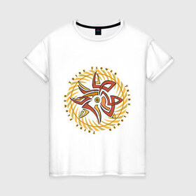Женская футболка хлопок с принтом Trible flower в Кировске, 100% хлопок | прямой крой, круглый вырез горловины, длина до линии бедер, слегка спущенное плечо | 