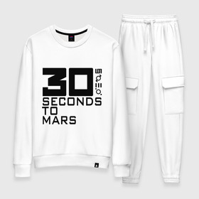 Женский костюм хлопок с принтом 30 Seconds To Mars (4) в Кировске, 100% хлопок | на свитшоте круглая горловина, мягкая резинка по низу. Брюки заужены к низу, на них два вида карманов: два 