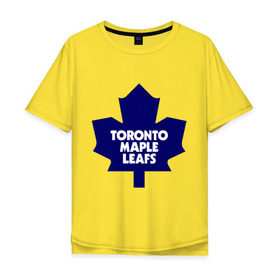 Мужская футболка хлопок Oversize с принтом Toronto Maple Leafs в Кировске, 100% хлопок | свободный крой, круглый ворот, “спинка” длиннее передней части | 