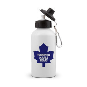 Бутылка спортивная с принтом Toronto Maple Leafs в Кировске, металл | емкость — 500 мл, в комплекте две пластиковые крышки и карабин для крепления | 