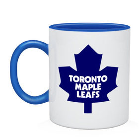 Кружка двухцветная с принтом Toronto Maple Leafs в Кировске, керамика | объем — 330 мл, диаметр — 80 мм. Цветная ручка и кайма сверху, в некоторых цветах — вся внутренняя часть | 