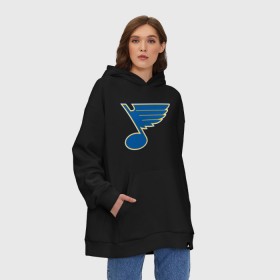 Худи SuperOversize хлопок с принтом St Louis Blues в Кировске, 70% хлопок, 30% полиэстер, мягкий начес внутри | карман-кенгуру, эластичная резинка на манжетах и по нижней кромке, двухслойный капюшон
 | nhl | st louis blues | нхл | хоккей | хоккейная лига