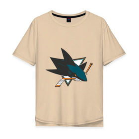 Мужская футболка хлопок Oversize с принтом San Jose Sharks в Кировске, 100% хлопок | свободный крой, круглый ворот, “спинка” длиннее передней части | национальная хоккейная лига | нхл | сан хосе шаркс