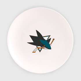 Тарелка 3D с принтом San Jose Sharks в Кировске, фарфор | диаметр - 210 мм
диаметр для нанесения принта - 120 мм | национальная хоккейная лига | нхл | сан хосе шаркс