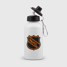 Бутылка спортивная с принтом NHL в Кировске, металл | емкость — 500 мл, в комплекте две пластиковые крышки и карабин для крепления | национальная хоккейная лига | нхл