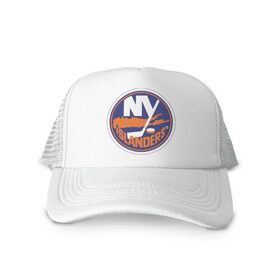 Кепка тракер с сеткой с принтом New York Islanders в Кировске, трикотажное полотно; задняя часть — сетка | длинный козырек, универсальный размер, пластиковая застежка | Тематика изображения на принте: new york islanders | nhl | нхл | нью йорк айлендс | нью йорк хоккей | хоккей | хоккейная лига