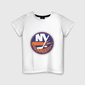 Детская футболка хлопок с принтом New York Islanders в Кировске, 100% хлопок | круглый вырез горловины, полуприлегающий силуэт, длина до линии бедер | Тематика изображения на принте: new york islanders | nhl | нхл | нью йорк айлендс | нью йорк хоккей | хоккей | хоккейная лига