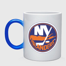 Кружка хамелеон с принтом New York Islanders в Кировске, керамика | меняет цвет при нагревании, емкость 330 мл | Тематика изображения на принте: new york islanders | nhl | нхл | нью йорк айлендс | нью йорк хоккей | хоккей | хоккейная лига