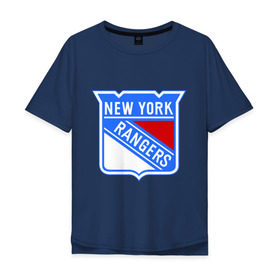 Мужская футболка хлопок Oversize с принтом New York Rangers в Кировске, 100% хлопок | свободный крой, круглый ворот, “спинка” длиннее передней части | new york rangers | nhl | национальная хоккейная лига | нью йорк рейнджерс | хоккей | хоккейная лига