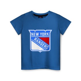 Детская футболка хлопок с принтом New York Rangers в Кировске, 100% хлопок | круглый вырез горловины, полуприлегающий силуэт, длина до линии бедер | Тематика изображения на принте: new york rangers | nhl | национальная хоккейная лига | нью йорк рейнджерс | хоккей | хоккейная лига
