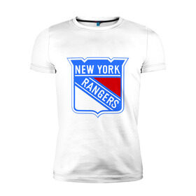 Мужская футболка премиум с принтом New York Rangers в Кировске, 92% хлопок, 8% лайкра | приталенный силуэт, круглый вырез ворота, длина до линии бедра, короткий рукав | new york rangers | nhl | национальная хоккейная лига | нью йорк рейнджерс | хоккей | хоккейная лига