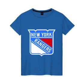 Женская футболка хлопок с принтом New York Rangers в Кировске, 100% хлопок | прямой крой, круглый вырез горловины, длина до линии бедер, слегка спущенное плечо | new york rangers | nhl | национальная хоккейная лига | нью йорк рейнджерс | хоккей | хоккейная лига