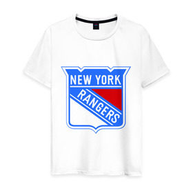 Мужская футболка хлопок с принтом New York Rangers в Кировске, 100% хлопок | прямой крой, круглый вырез горловины, длина до линии бедер, слегка спущенное плечо. | new york rangers | nhl | национальная хоккейная лига | нью йорк рейнджерс | хоккей | хоккейная лига