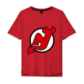 Мужская футболка хлопок Oversize с принтом New Jersey Devils в Кировске, 100% хлопок | свободный крой, круглый ворот, “спинка” длиннее передней части | национальная хоккейная лига | нхл | нью джерси девилс