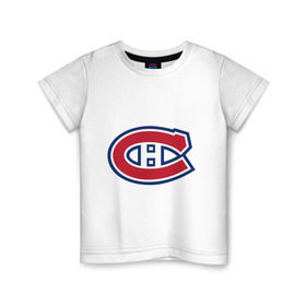 Детская футболка хлопок с принтом Montreal Canadiens в Кировске, 100% хлопок | круглый вырез горловины, полуприлегающий силуэт, длина до линии бедер | Тематика изображения на принте: montreal canadiens | канадская хоккейная лига | монтреал | нхл | хокей | хоккей