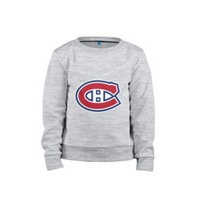 Детский свитшот хлопок с принтом Montreal Canadiens в Кировске, 100% хлопок | круглый вырез горловины, эластичные манжеты, пояс и воротник | Тематика изображения на принте: montreal canadiens | канадская хоккейная лига | монтреал | нхл | хокей | хоккей