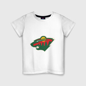 Детская футболка хлопок с принтом Minnesota Wild в Кировске, 100% хлопок | круглый вырез горловины, полуприлегающий силуэт, длина до линии бедер | Тематика изображения на принте: 