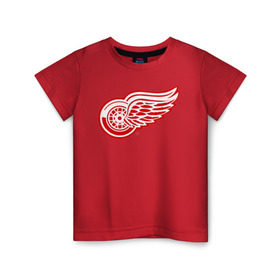 Детская футболка хлопок с принтом Detroit Red Wings в Кировске, 100% хлопок | круглый вырез горловины, полуприлегающий силуэт, длина до линии бедер | Тематика изображения на принте: hockey | nhl | лига | нхл | хокей | хоккей | хоккейная лига