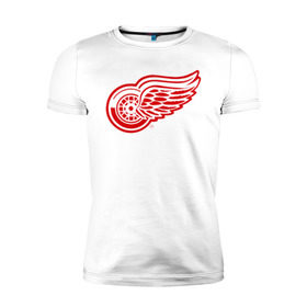 Мужская футболка премиум с принтом Detroit Red Wings в Кировске, 92% хлопок, 8% лайкра | приталенный силуэт, круглый вырез ворота, длина до линии бедра, короткий рукав | hockey | nhl | лига | нхл | хокей | хоккей | хоккейная лига