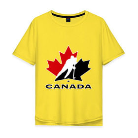 Мужская футболка хлопок Oversize с принтом Canada в Кировске, 100% хлопок | свободный крой, круглый ворот, “спинка” длиннее передней части | Тематика изображения на принте: canada | hockey | nhl | канада | лига | нхл | хокей | хокейнаялига | хоккей | хоккейная лига