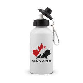 Бутылка спортивная с принтом Canada в Кировске, металл | емкость — 500 мл, в комплекте две пластиковые крышки и карабин для крепления | canada | hockey | nhl | канада | лига | нхл | хокей | хокейнаялига | хоккей | хоккейная лига