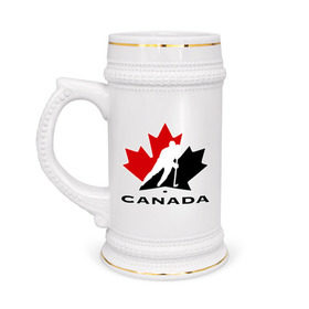 Кружка пивная с принтом Canada в Кировске,  керамика (Материал выдерживает высокую температуру, стоит избегать резкого перепада температур) |  объем 630 мл | canada | hockey | nhl | канада | лига | нхл | хокей | хокейнаялига | хоккей | хоккейная лига