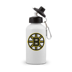 Бутылка спортивная с принтом Boston Bruins в Кировске, металл | емкость — 500 мл, в комплекте две пластиковые крышки и карабин для крепления | нхл | хоккейная лига
