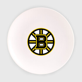 Тарелка с принтом Boston Bruins в Кировске, фарфор | диаметр - 210 мм
диаметр для нанесения принта - 120 мм | нхл | хоккейная лига
