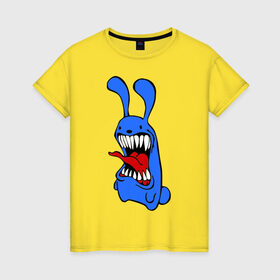 Женская футболка хлопок с принтом Злой заяц в Кировске, 100% хлопок | прямой крой, круглый вырез горловины, длина до линии бедер, слегка спущенное плечо | злой заяц | монстры