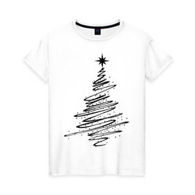 Женская футболка хлопок с принтом Ёлка (2) в Кировске, 100% хлопок | прямой крой, круглый вырез горловины, длина до линии бедер, слегка спущенное плечо | new year | ёлка | нг | новогоднее дерево | новый год