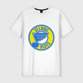 Мужская футболка премиум с принтом St.luis blues в Кировске, 92% хлопок, 8% лайкра | приталенный силуэт, круглый вырез ворота, длина до линии бедра, короткий рукав | nhl | st.luis blues | лига | национальная лига | нхл | хоккей | хоккейная лига