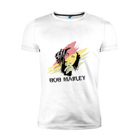 Мужская футболка премиум с принтом Bob Marley в Кировске, 92% хлопок, 8% лайкра | приталенный силуэт, круглый вырез ворота, длина до линии бедра, короткий рукав | 