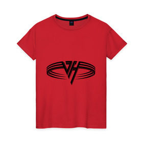 Женская футболка хлопок с принтом Van Halen в Кировске, 100% хлопок | прямой крой, круглый вырез горловины, длина до линии бедер, слегка спущенное плечо | Тематика изображения на принте: halen | rock | van | ван хален