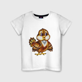 Детская футболка хлопок с принтом Воробушек в Кировске, 100% хлопок | круглый вырез горловины, полуприлегающий силуэт, длина до линии бедер | воробей | воробушек | птенец | птичка