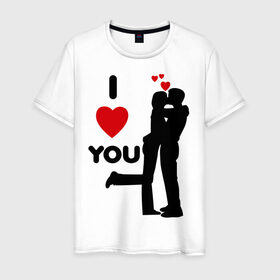 Мужская футболка хлопок с принтом Love you (2) в Кировске, 100% хлопок | прямой крой, круглый вырез горловины, длина до линии бедер, слегка спущенное плечо. | 