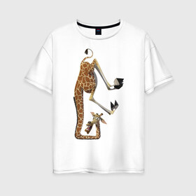 Женская футболка хлопок Oversize с принтом Мадагаскар (10) в Кировске, 100% хлопок | свободный крой, круглый ворот, спущенный рукав, длина до линии бедер
 | madagascar | жираф | мадагаскар