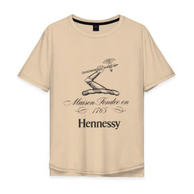 Мужская футболка хлопок Oversize с принтом Hennessy в Кировске, 100% хлопок | свободный крой, круглый ворот, “спинка” длиннее передней части | Тематика изображения на принте: cognac | hennessy | бар | бармен | коньяк | хеннесси